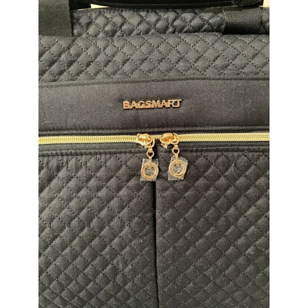 Bagsmart Quilted Laptop Bag With Shoulder Strap & Dual Zipper Closure